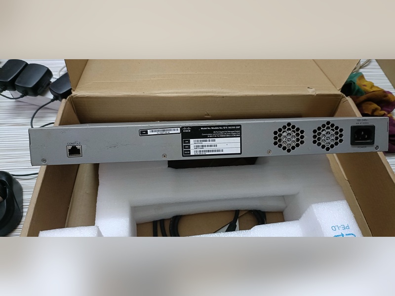 Click to enlarge Cisco SG350-28P 28-Port Gigabit PoE Managed Switch, back panel