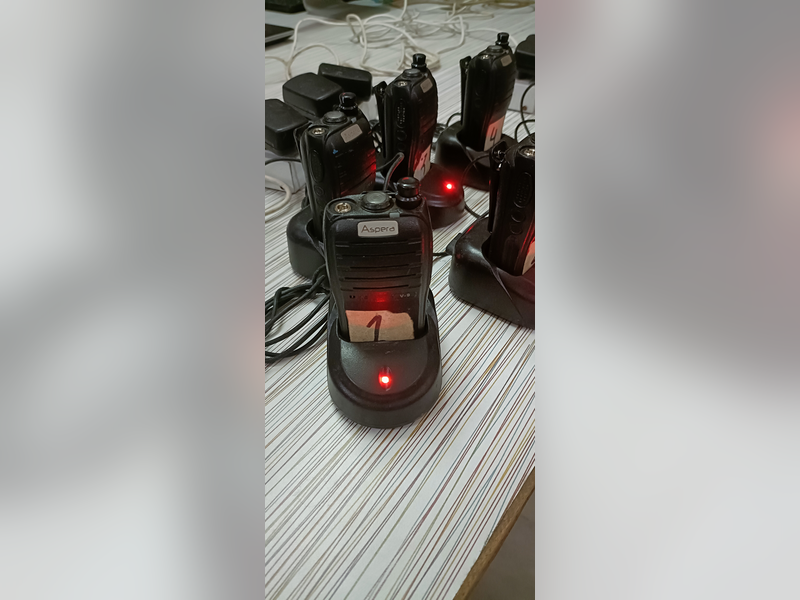 Click to enlarge Aspera Walkie-Talkie, radios on chargers