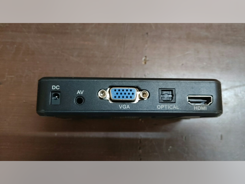 Click to enlarge Amkette Flash TV HD Media Streaming Device (Black), rear ports: DC, AV, VGA, optical, HDMI