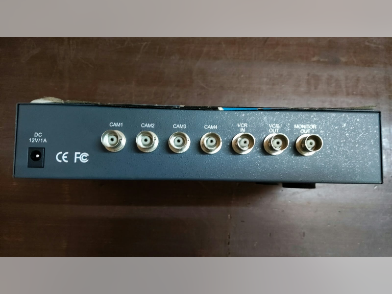 Click to enlarge ADX Audio Video Mixer (4-Channel), rear connectors: 4 camera inputs, VCR in and out, monitor out